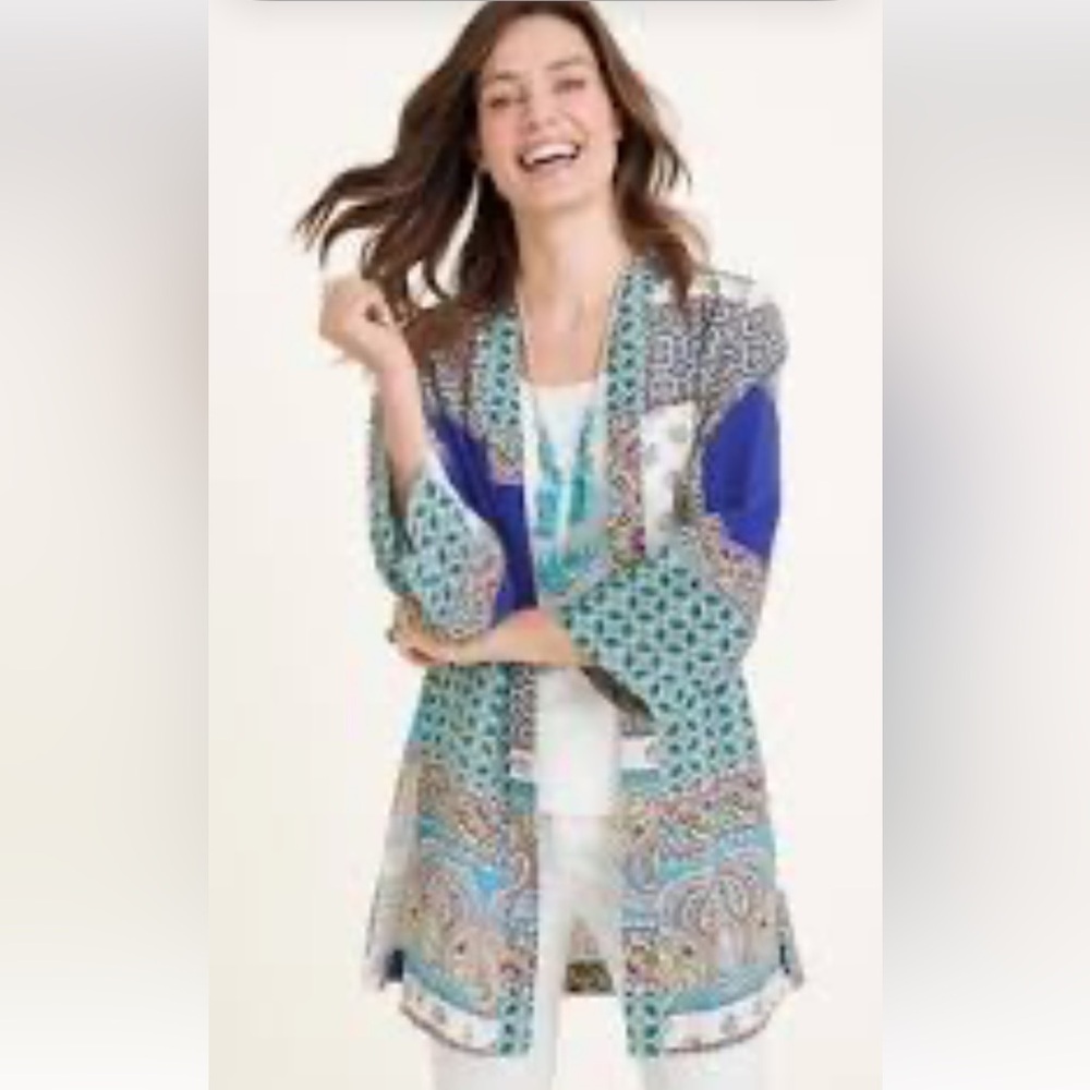 NWT Chico's Printed Linen Topper